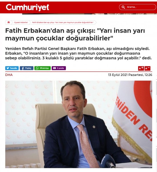 Τούρκος πολιτικός Fatih ERBAKAN: “Αυτό δεν είναι εμβόλιο, αλλά γονιδιακός τροποποιητής” (βίντεο)