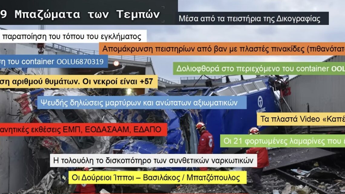Στο Έγκλημα των Τεμπών, αναδεικνύεται το μέγεθος της συγκάλυψης που επιχειρείται με την εμπλοκή «σχεδόν του συνόλου του κρατικού μηχανισμού»!